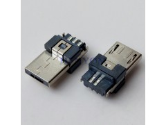 MICRO USB 5P公头AB型 方形插头 双面焊线式 卡勾型地线脚 加高5.0