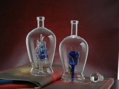 供应内画、玫瑰花玻璃工艺酒瓶