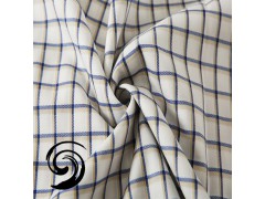 厂家白蓝梭织格子高级纯棉免烫抗皱衬衫色织布混纺面料1555