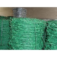 包塑刺绳 PVC刺绳，绿色刺铁丝