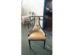 现代中式餐椅家用餐厅椅创意时尚轻奢金属靠背椅