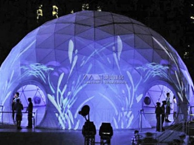 供应聚美篷房展览活动全息投影球形篷房-圆形穹顶投影帐篷