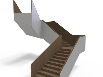 筑梦钢木结构三角形折线预制楼梯