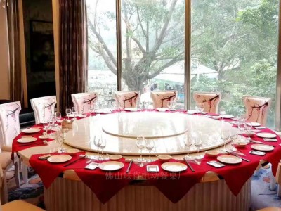 联肯家具欧式电动餐桌白色大理石圆形大餐桌可订制岩板桌面