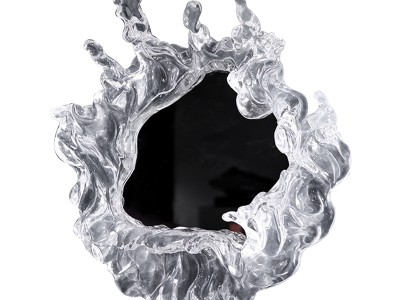 欧式璧饰透明树脂雕塑创意水花镜子样板房装饰家居浴室墙壁挂饰