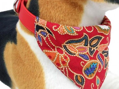 亚马逊宠物用品色棉布三角巾宠物项圈遛狗绳套装狗狗口水巾项圈