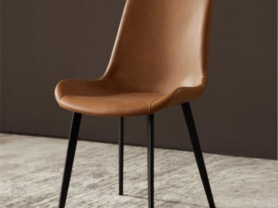 北欧餐椅家用靠背简约现代书椅ins铁艺皮革椅极简餐厅休闲椅