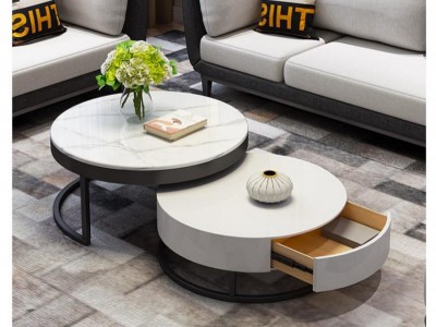 现代简约茶几小户型多功能茶台北欧迷你创意可伸缩圆形客厅桌子