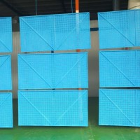 工厂定制建筑工地爬架网 工地安全外围网 蓝色框架圆孔网