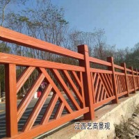 广东仿木护栏公园夜景 仿木栏杆厂家制作水泥材质
