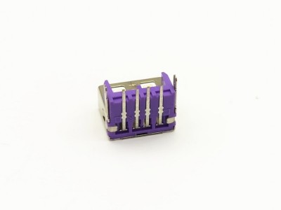 USB母座 4p 卧式 加高 鱼叉脚 紫胶