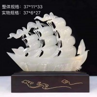 广州玉石帆船摆件供应厂商，商务礼品，朋友公司开业贺礼