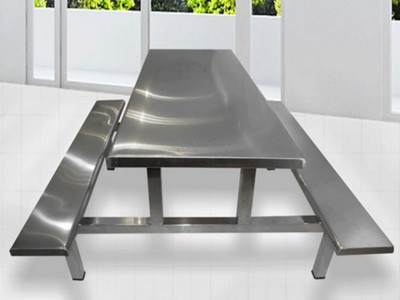 不锈钢连体餐桌椅 八人位设计 让食堂用餐更舒适