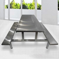 东莞康胜不锈钢餐桌 连体结构 让餐桌椅的稳定性更强